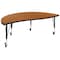 Flash Furniture Half Round 30 W, 60 L, 25 H, Chrome, Laminate, Particleboard, Steel, Wood Grain XU-A60-HCIRC-OAK-T-P-CAS-GG - alternate 2